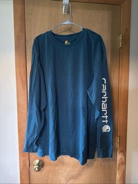 Carhartt Men's Long-Sleeve Crew Tee in Teal
